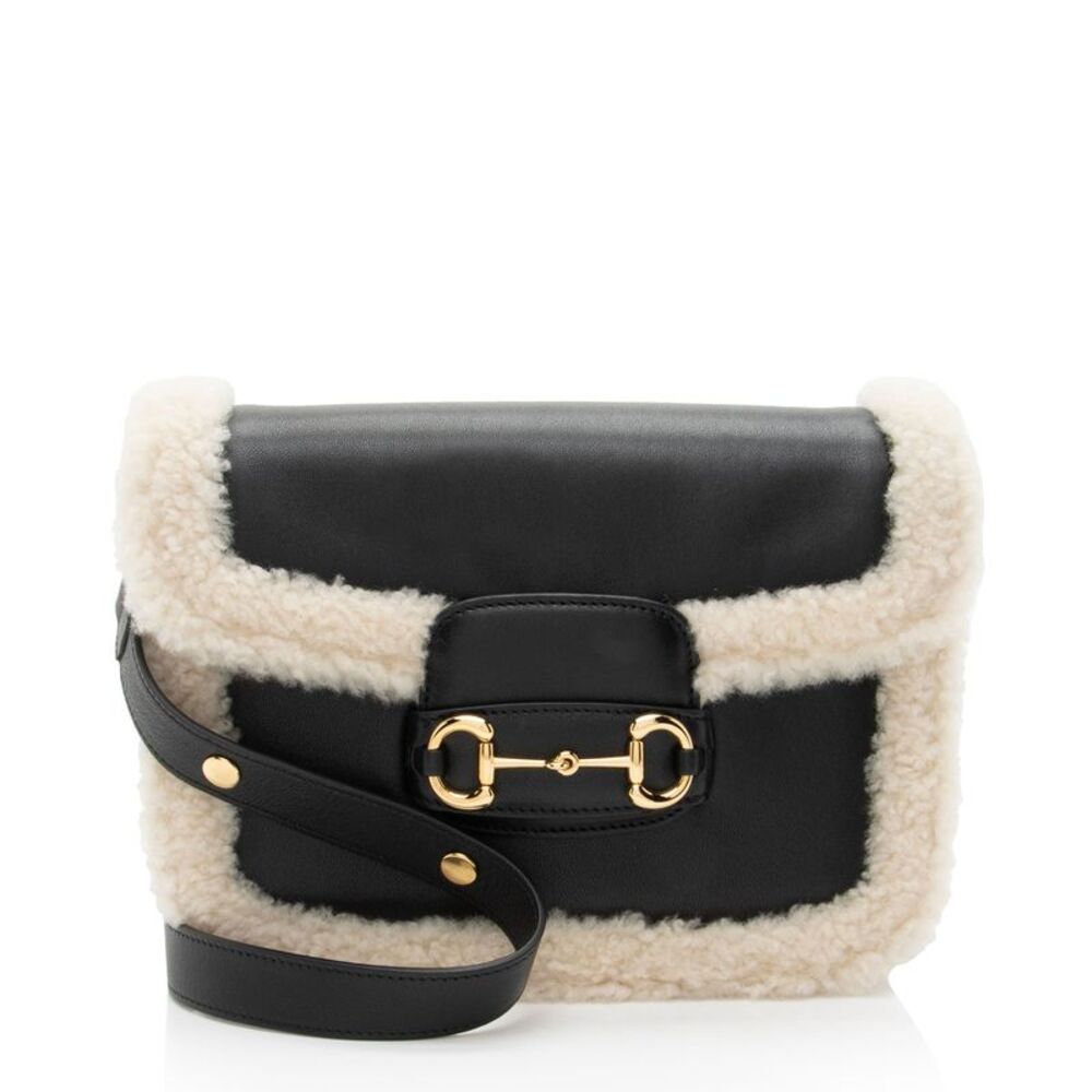 Gucci Leather Shearling Horsebit 1955 Small Bag